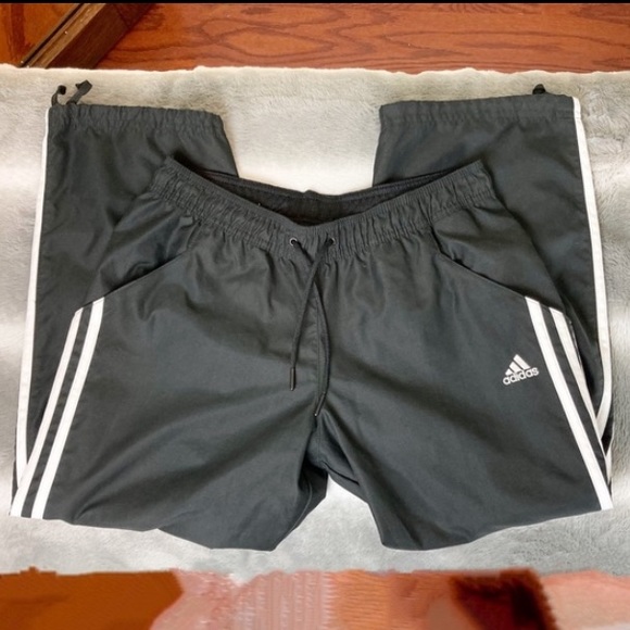 Adidas Elastic Waist Draw String Striped Windpants - Picture 6 of 9
